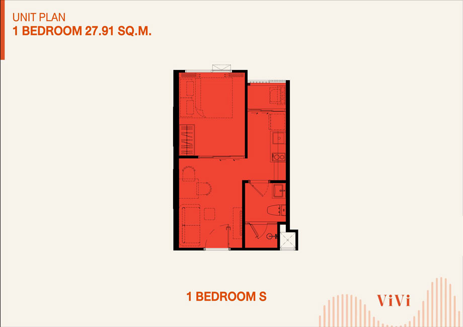 Планировка 1 bedroom S The Title Vivi